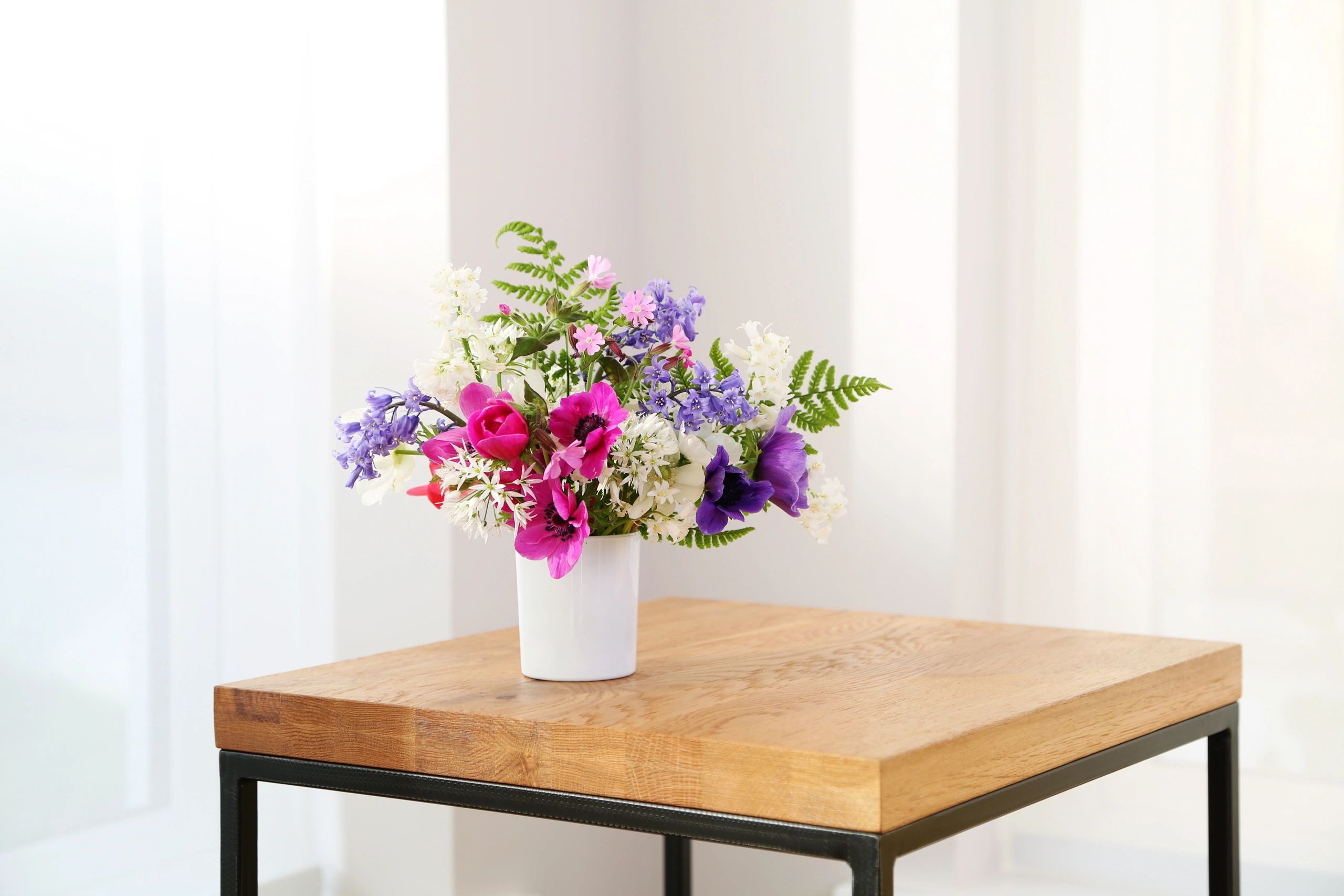 Hand-tied bouquet on a table